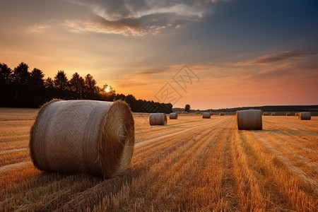 农田收获的季节高清图片