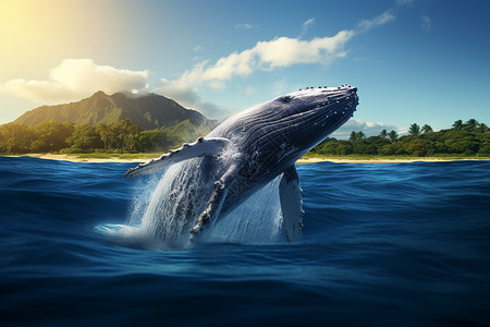 跳跃的鱼在海洋中跳跃的鲸鱼背景