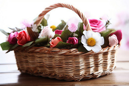 篮子里的花卉背景图片