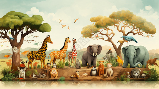 动物园插画图片