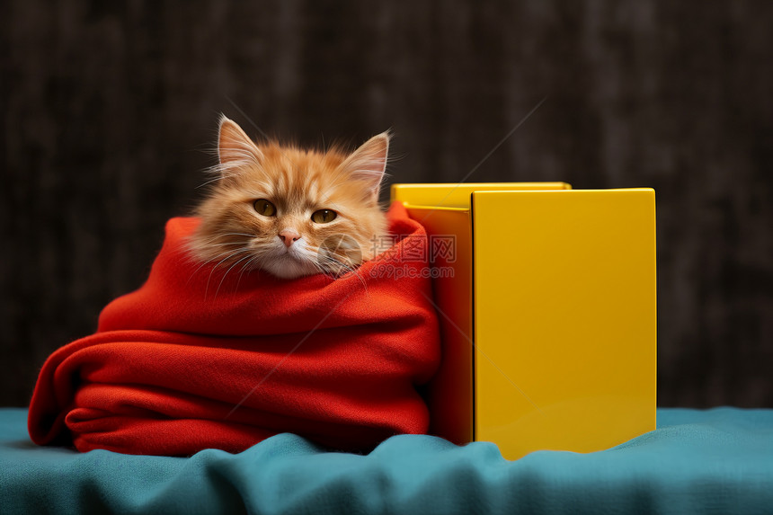 围巾中的小猫咪图片