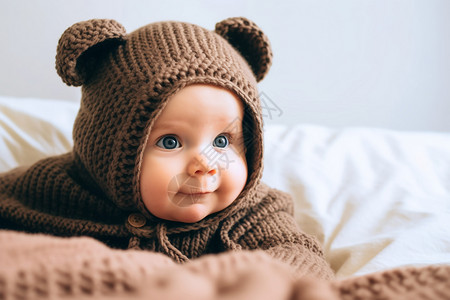 温暖宝宝帽可爱的小婴儿背景