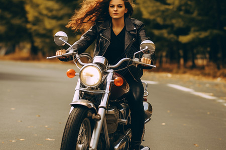 女孩驾驶着摩托车图片