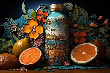 热带风情柑橘饮品插图图片