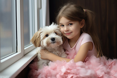 小女孩和她的宠物图片