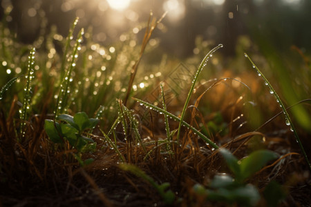 万物复苏素材春雨过后的草地背景