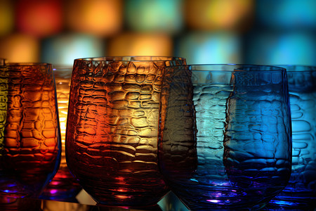 质感场景彩色质感玻璃酒杯场景背景