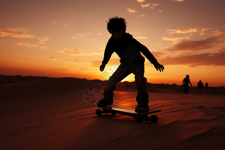 滑滑板的男孩男孩滑滑板玩耍背景