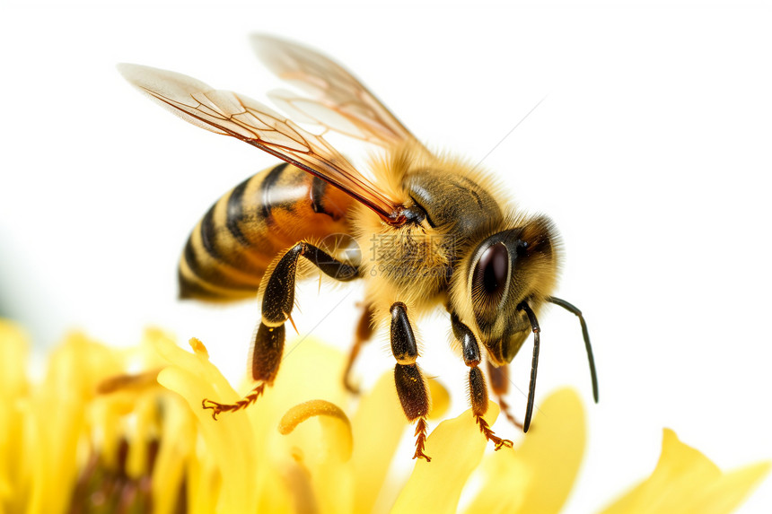 停在花朵上的蜜蜂图片