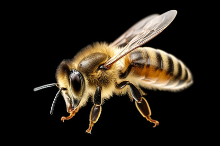 黑色背景上的蜜蜂背景图片