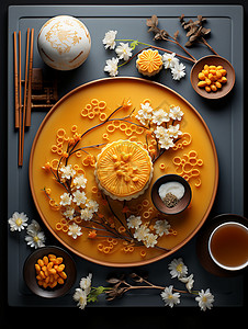 中式餐饮优惠券美味的中式蛋黄月饼设计图片