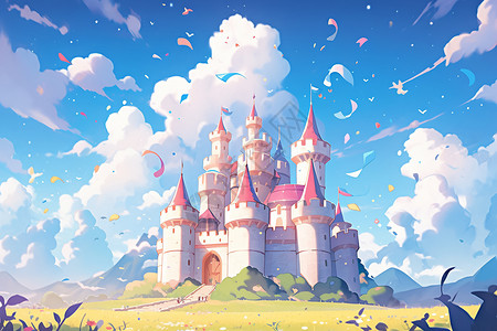 创造世界骑士创造的城堡世界插画