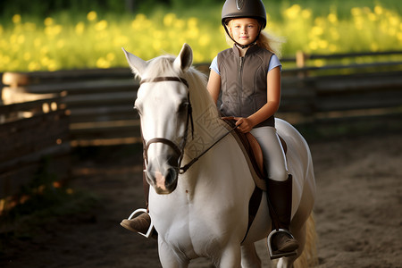 骑着白马的女孩背景图片