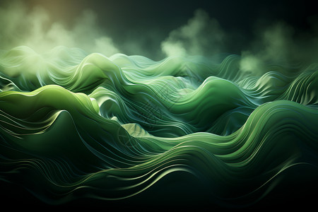 绿色波浪线设计图片
