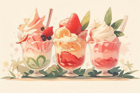 夏季冰凉的卡通冰淇淋插图图片