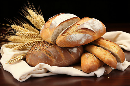 面包主食美食健康法式面包背景