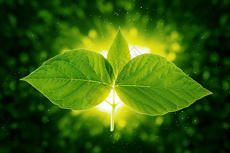 园艺钳发光的绿色叶子设计图片