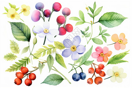 色彩缤纷的植物插画图片