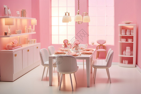 茶话会背景芭比风格的餐桌设计设计图片
