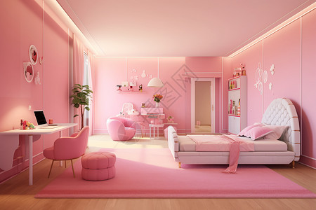 梦幻的粉色房间家居高清图片素材