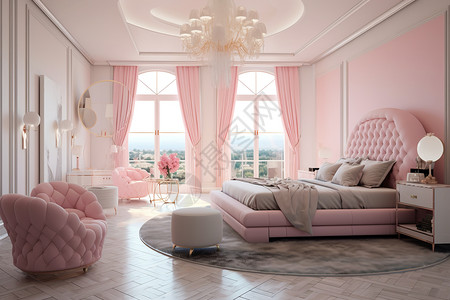 优雅卧室粉色的卧室设计图片