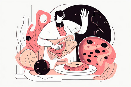 食品工业食品污染抽象概念图插画