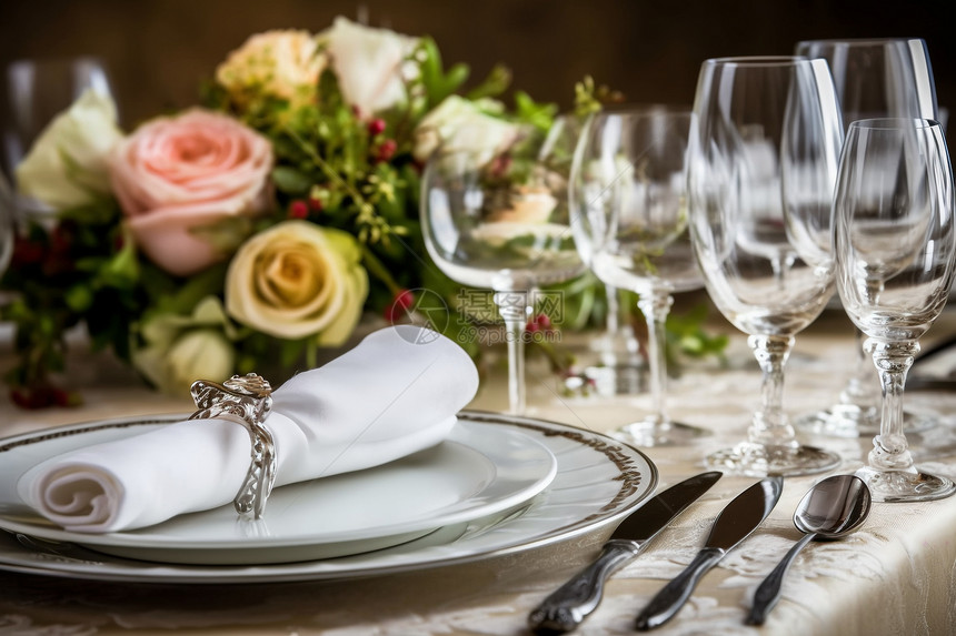 精心布置的婚庆餐桌图片