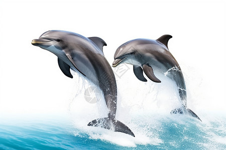 海豚飞跃月初海面的海豚背景
