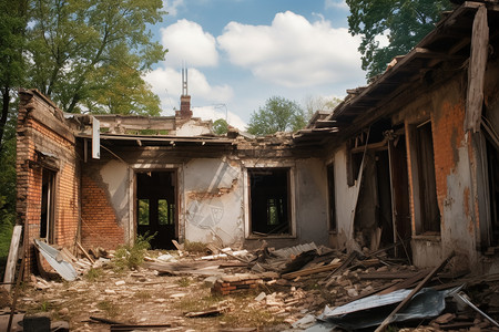 乡村破旧的房屋图片