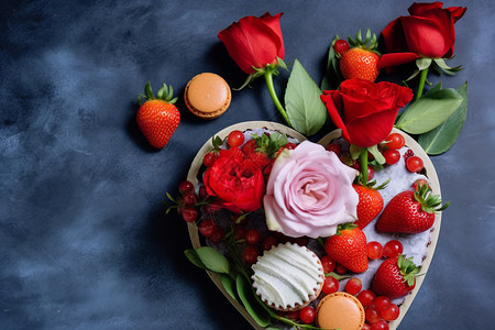 草莓装饰蛋糕浪漫的情人节装饰创意背景背景