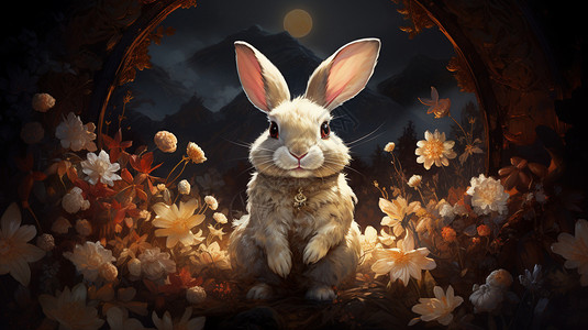昏暗光线下的兔子图片