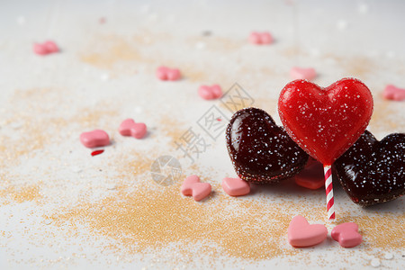 手工制作的爱心形糖果背景图片