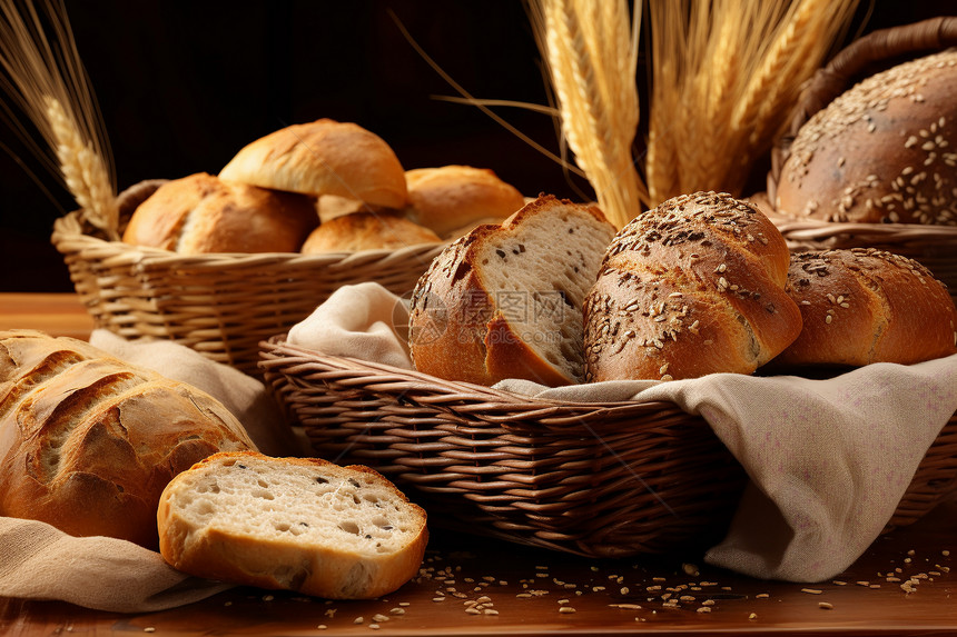 乡村传统美食的小麦面包图片