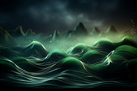 惊奇的绿色波浪背景图片