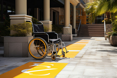 无障碍通道上的轮椅图片