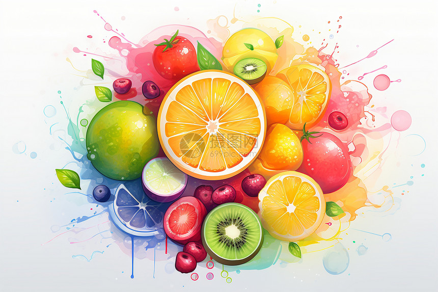 彩色水果插画图片