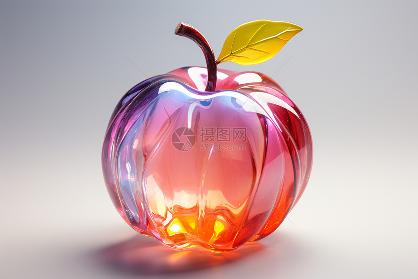 半透明的3D苹果图片
