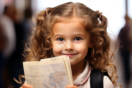 喜欢阅读的外国小女孩背景图片