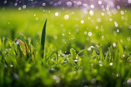 雨中的草地图片