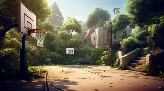 简易篮球场背景图片