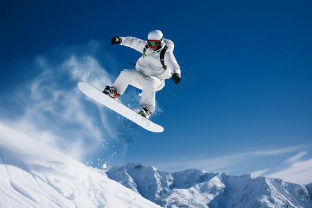 单板冬天雪山中滑雪的男人背景