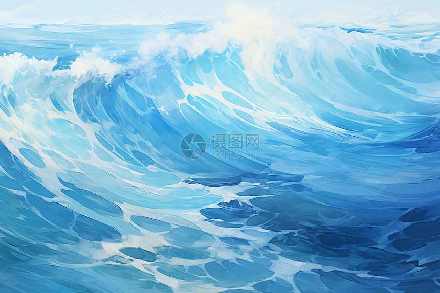 海浪的插画图片