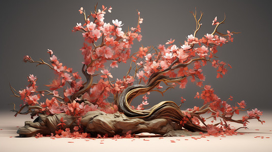 桃花长满枝头的桃树背景图片