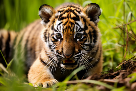 肉食动物的老虎幼崽图片