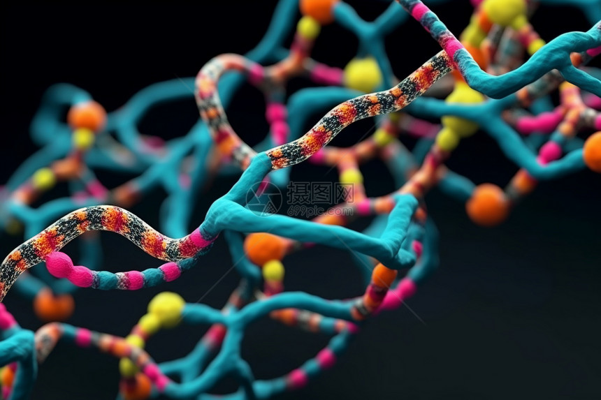 DNA彩色分子链图片