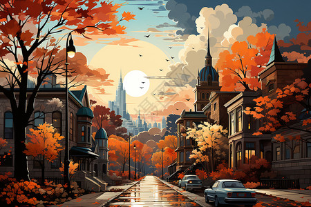 秋天的小镇图片