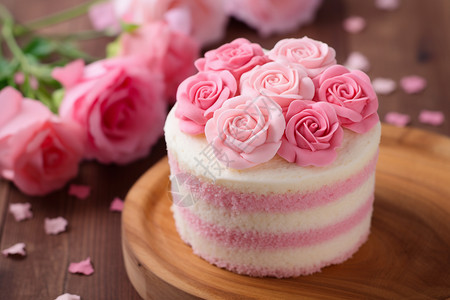 浪漫玫瑰花蛋糕背景图片