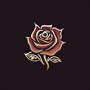 玫瑰金色玫瑰logo插画