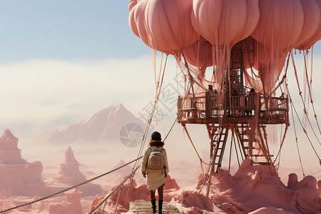 粉色浪漫旅行热气球图片