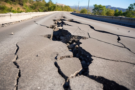 地震裂痕出现裂痕的路面背景